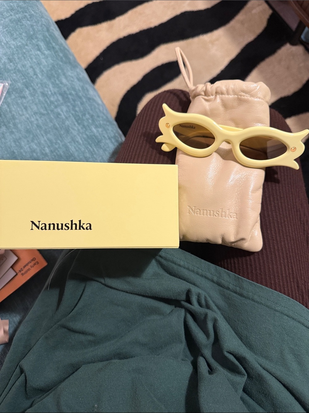 Nanushka Yellow Sculptural Oval Sunglasses - Picture 2 of 5